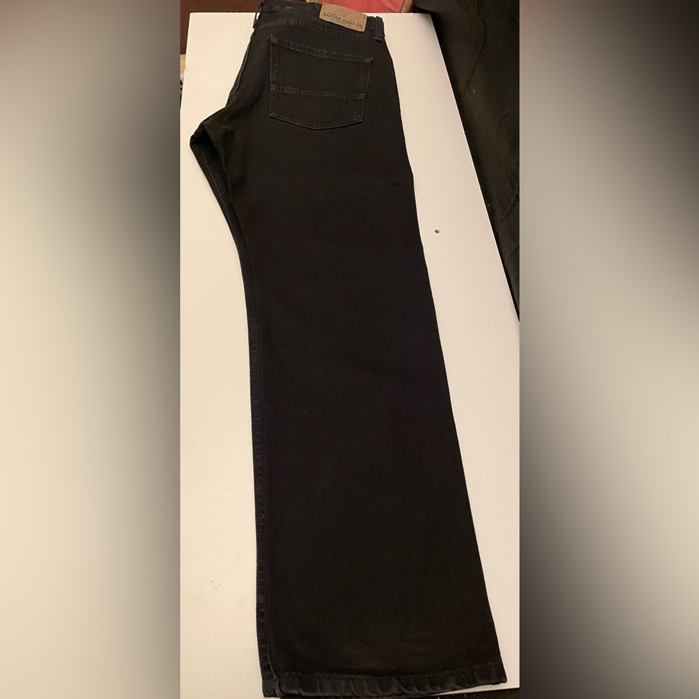 NAUTICA JEANS COMPANY MEN’S BLACK JEANS, RELAXED FIT 36 X 32